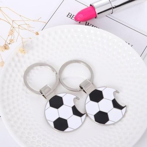 Stainless Steel Football Bottle Opener Keychain Metal Small Key Pendant Decoration Crafts New design Kitchen Tools Accessories