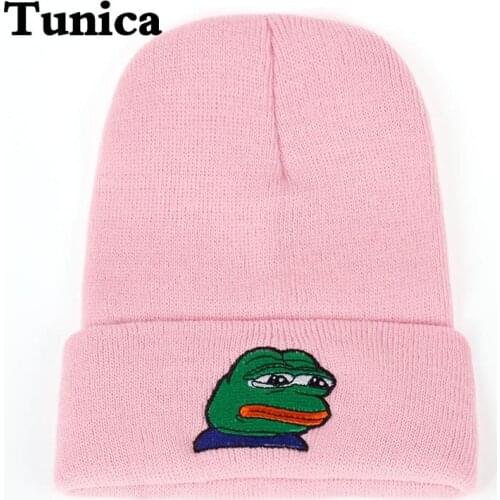 New frog embroidery winter beanies hat Men Women cotton wild warm beanie hats winter outdoor ski hat hip hop caps casquette