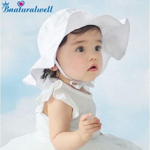 Bnaturalwell Toddler Girls Sun Hat Accessories Baby Summer Cotton Bucket Hat Child Sun Hat Brim Beach Hat With Wide Brim H835