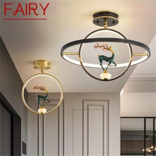FAIRY Brass Ceiling Light Modern Luxury Jade Lamp Fixtures LED Creative Home For Dining Room Decoration