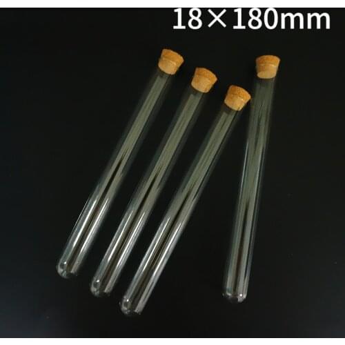 30pcs/lot 18mm*180mm glass test tube with cork round bottom Cigar packaging tube Laboratory glassware free shipping