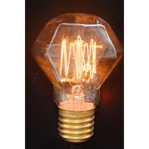 40w E27 220v Vintage Edison Light Bulb Glass Diamond for Bar ,Coffee or Pendant Light