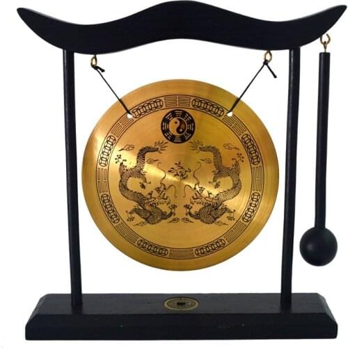 Zen Art Brass Feng Shui Desktop Gong Dragon Gong H1303