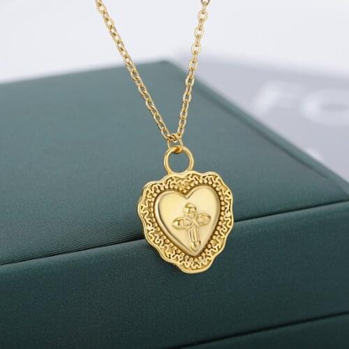 Cross Heart Necklaces For Women Gold Silver Color Stainless Steel Neck Chain Female Pendant Necklace Jewelry Collier Femme 2021