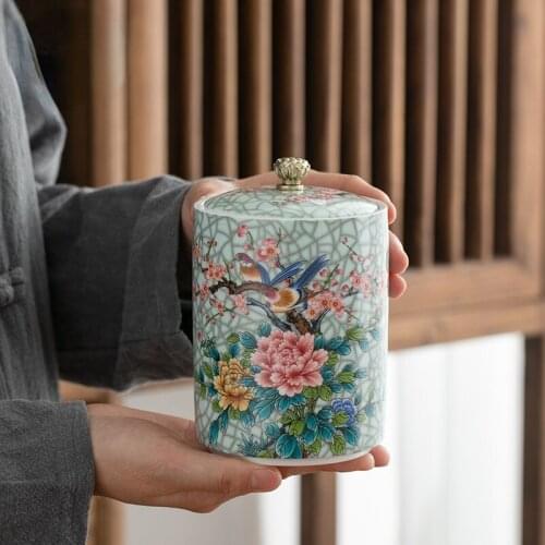 American Ceramic Tea Cans Household Kitchen Sealed Cans Dried Fruit Snack Storage Cans Large Tea Cans Home Decoration Ornaments