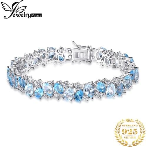 HUGE 23ct Natural London Blue Topaz 925 Sterling Silver Bracelet Tennis Gemstones Bracelets For Women Silver 925 Jewelry Making