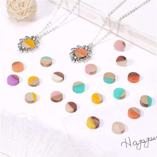 10pcs Resin Wood Eardrop Round Rectangle Beads Earring Pendant Necklace Charms Supplies for Jewelry Finding DIY Women Jewelry