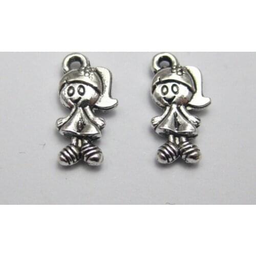 50 Tibet Silver Kid Girl Charms Pendants 15X7mm