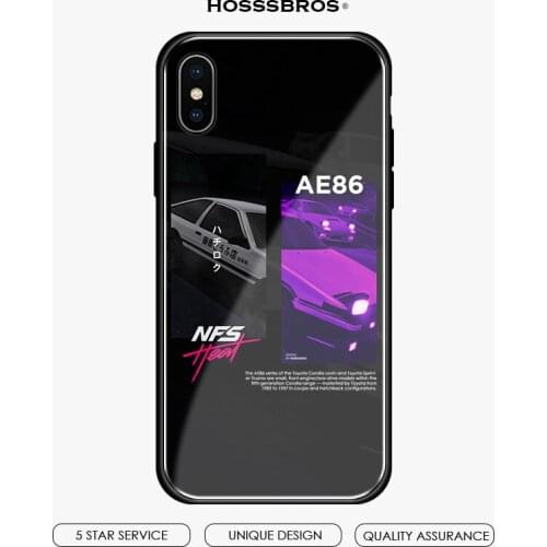 AE86 Takumi Intial D Tempered Glass Soft silicone Phone Case Shell Cover For iPhone 5 5S SE 6 6S 7 8 Plus X Xr Xs 11 Pro Max