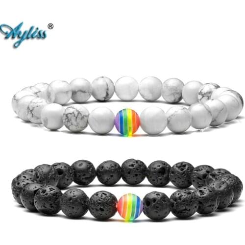 Ayliss Stretch Bracelet Lava Stone Beaded Bracelet Natural Stone Gem Stone Bangle Wristband Bracelets Jewelry gift Wholesale