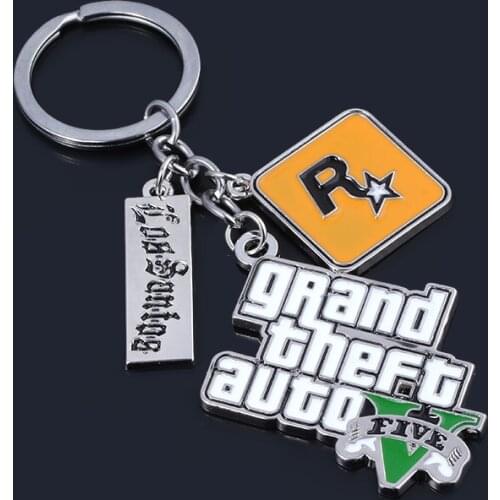 Keyfob Game GTA V Grand Theft Auto 5 Keychain For Fans Key Chains Key Ring llaveros Multi-Pendant Key Ring Fashion Key Holder