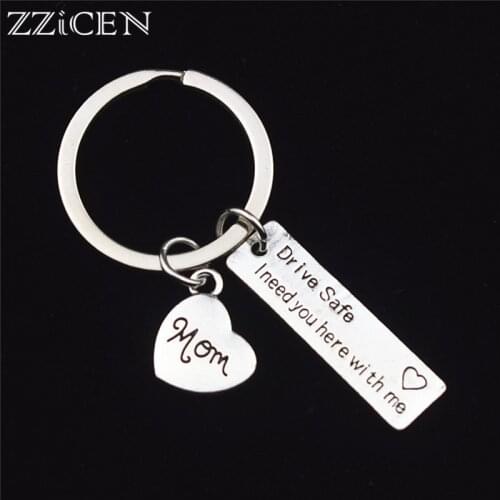 Drive Safe I Need You Here With Me Family Mom Dad Sister Daughter Son Grandma Grandpa Uncle Anut Gifts Heart Keychain Keyrings