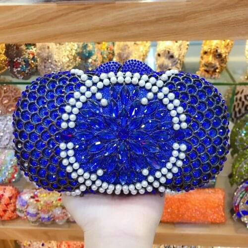 XIYUAN BRAND Multi Diamond Crystal Women Gold Evening Bags Hollow Out Flower Bridal Handbags and Purses Wedding Party Clutch Bag