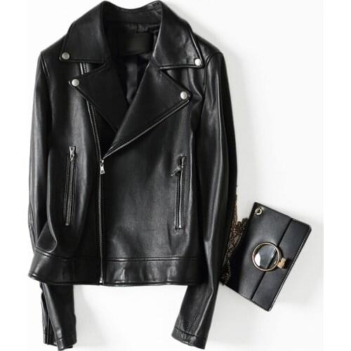 Spring Autumn Real Sheepskin Coat for Women Genuine Leather Jacket Short Casual Slim Jackets Outerwear A017