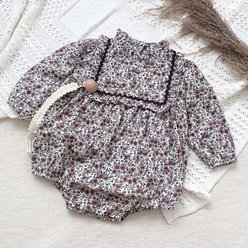 Kids Baby Girl Rompers Girl Long Sleeves Floral Rompers Spring Autumn Baby Girl Printing Newborn Rompers Clothes