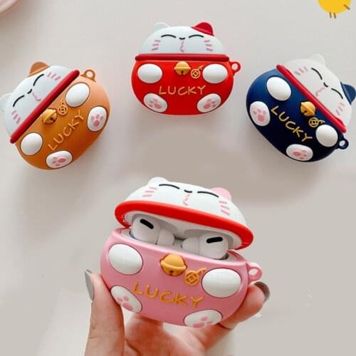 For Airpods Pro 3D Cute Cartoon Lucky Cat Earpods Case for Apple Airpods 3 Kawaii Chinese New Year Wireless Earphone Cover Box