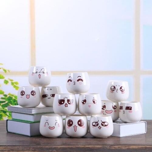 Coarse Pottery Cute Expression Flowerpot Succulents Plant Pot Planter Desktop Ornaments Creative Garden Home Decor Friend Gift