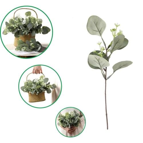 1PCS Simulation Eucalyptus Money Leaf and Berry Money Leaf Branch Silk Flower Decoration Home Wedding Flower Wall Green Plant