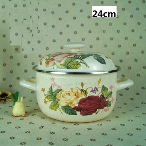 Free shipping 24CM 6litre enamel cooking pot casserole stew pot soup pot milk pot 24cm kitchen utensil