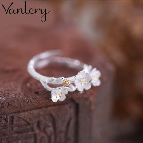 Creative Style Boho Plum Flower Rings For Women Men Adjustable Ring Fashion Charm Jewelry Wholesale 2021