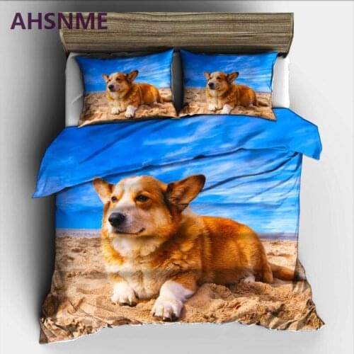 AHSNME Cute Dog Bedding Set High-definition Print Quilt Cover for Russia and Australia and European and American Size Market