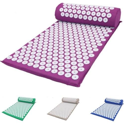 Yoga Mat Fitness Wellness Therapy Body Foot Acupressure Massage Mat Pillow Set Back Neck Massage Cushion Pin Pad Relax Muscles
