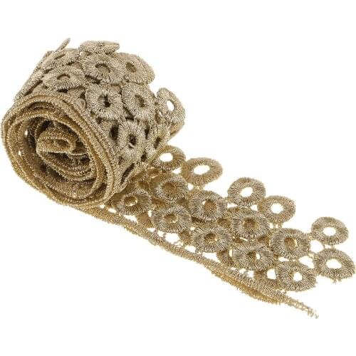 1 Yard 39mm Embroidered Golden Metallic Trimming Applique Lace Ribbon Trims