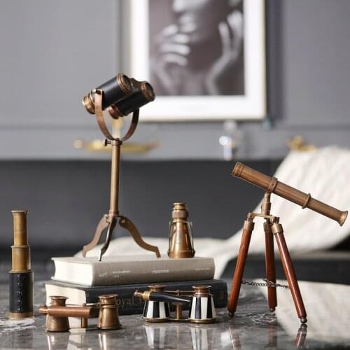Retro Metal Bronze Color Telescope Living Room Office Study Table Decoration Accessories Villa Model Room Home Furnishings