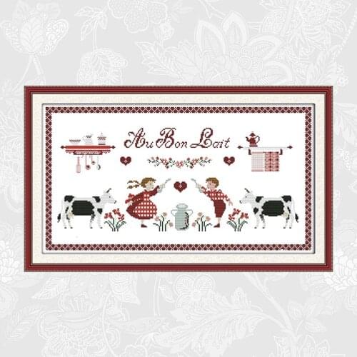 Joy sunday Love grass Cartoon Cross Stitch kits, DIY Embroidery Needlework Set, Printed Fabric Cross-stitch Home Decoration