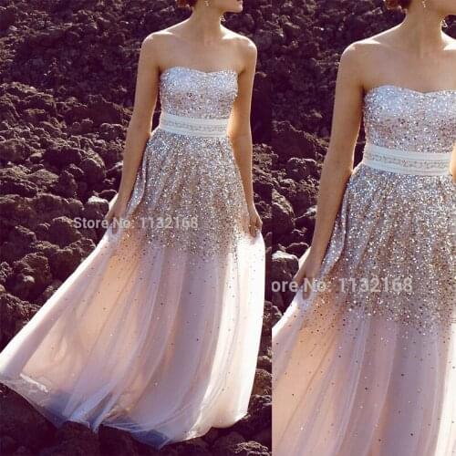 Inexpensive Hot sale Pink Prom Dresses Sexy Sweetgeart A-line Chiffon Long Evening Gowns,Cheap Sequins chiffon formal dresses