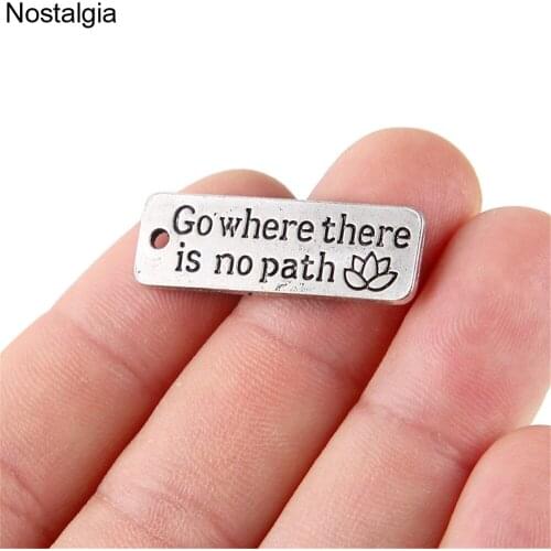 Nostalgia 10Pcs Lotus Flower Engraved On Rectangle Pendant Message Inspirational Charms Go Where