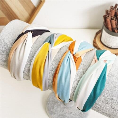 Patchwork Striped Headbands For Women Hair Hoop Knot Turban Headband Elastic Hairband Hair Accessories for Girls No Slip Stay