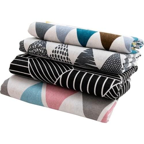 Printed Canvas Cloth Polyester Linen Upholstery Fabric For Sewing Sofa Cushion And Pillow TJ0511