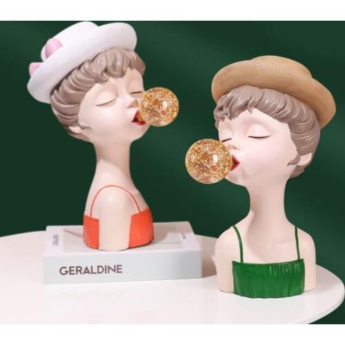 RESIN BUBBLE GIRL DECORATION BUST FIGURE SCULPTURE CRAFTS SIMPLE LIVING ROOM ROOM DISPLAY HOME DECORATIONS WEDDING BIRTHDAY GIFT