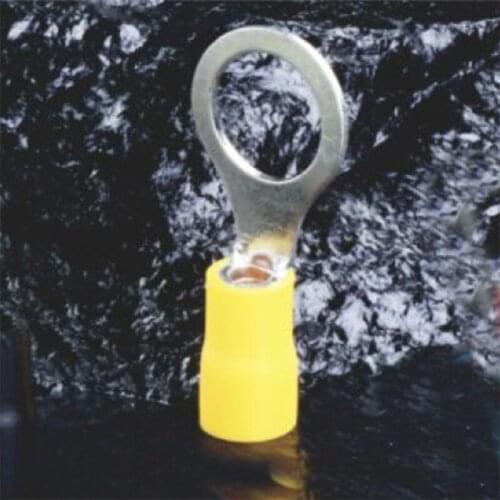 500PCS 12-10AWG 1/2" Yellow Insulated Ring Crimp Connector Terminals for Electrical Wiring