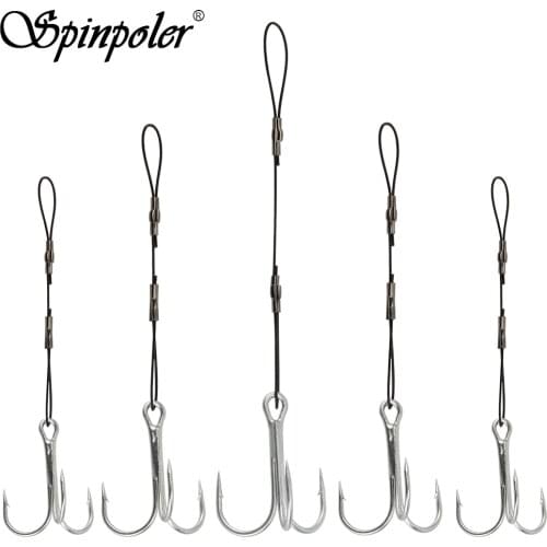 Spinpoler Leaders With Treble Rig Fishing Hook #6 #1 #1/0 #2/0 Use Jig Head For Big Soft Lures Pike Bass Perch Fishing Tackle