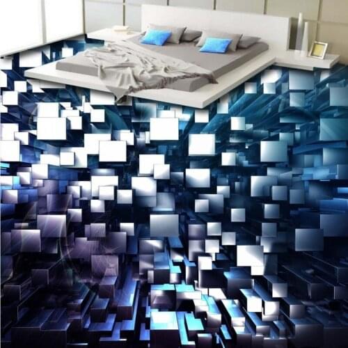 Free Shipping 3D stereoscopic magic square floor thickened self-adhesive stereo bathroom lobby wallpaper mural