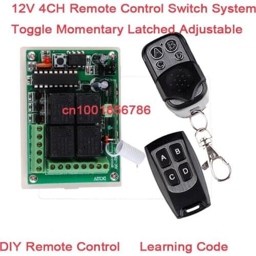 DIY! 12V 4CH(Channel) Wireless Remote Control System Receiver &2Transmitters Working Way is adjustable 433Mhz/315Mhz 4 Relay