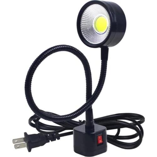 LED Work Light Magnetic Base Flexible Gooseneck Lamp 220V 5W for Lathe Milling Drill Press Industrial Lighting, US Plug
