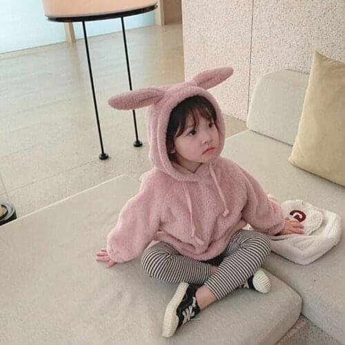 Girls' Hoodies Sweatshirts Kids Outwear 2021 Cute Velvet Thicken Warm Winter Autumn Cotton Fleece Plus Size Childrens Clothing
