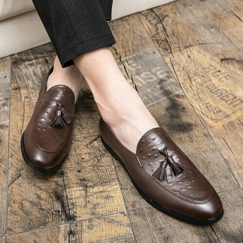 Piergitar Men Shoes Leather Shoes Italian Fashion Trend Brown Black For Men Lather Stylish Casual Mens Summer