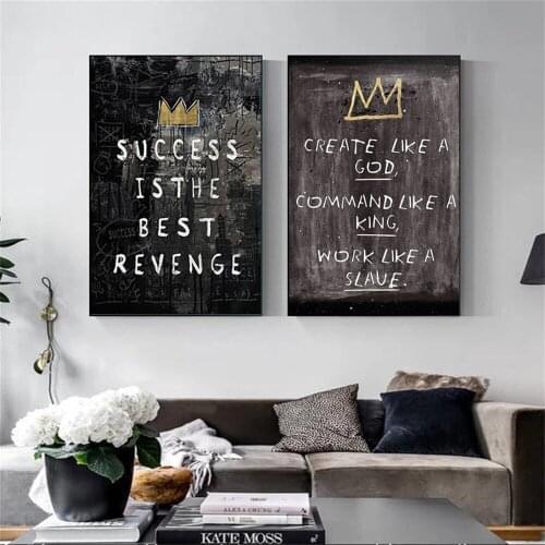 Success Is The Best Revenge Motivational Graffiti Street Art Canvas Painting Quote Wall Art Posters And Pictures for Home Decor