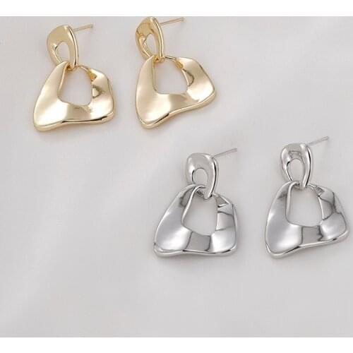 European and American ins wind 14k gold irregular geometric shaped retro earrings silver needle diy ear jewelry accessories