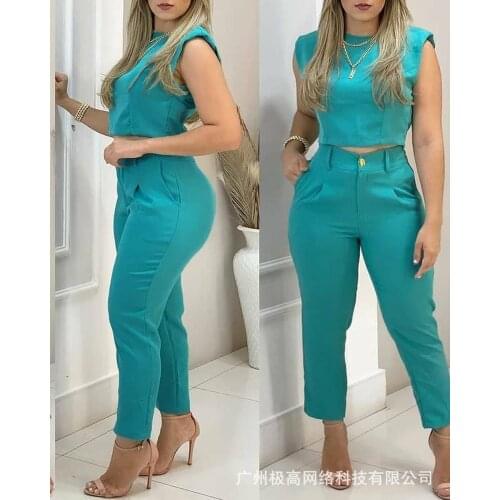 Womens 2021 new summer blue casual suit