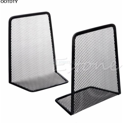 1 Pair Metal Mesh Desk Organizer Desktop Office Home Bookends Book Holder Black
