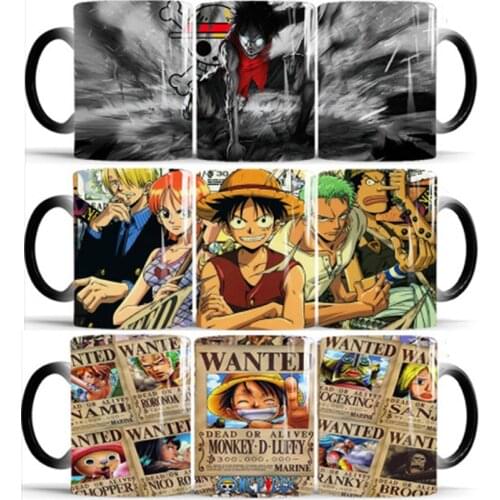 1Pcs New 350mL One Piece Coffee Mugs Color Change Tea Cup Multiple Styles Luffy Zoro Anime Cartoon Novelty Best Gift for Friends