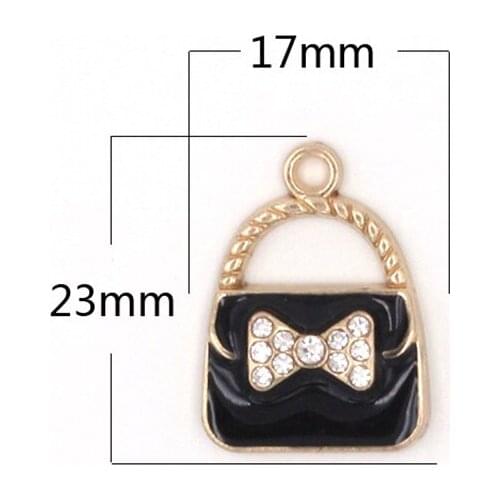 10pcs/lot Crystal Bag Rhinestone Dangle Handmade Charms Pendant DIY for Bracelet Necklace Bag
