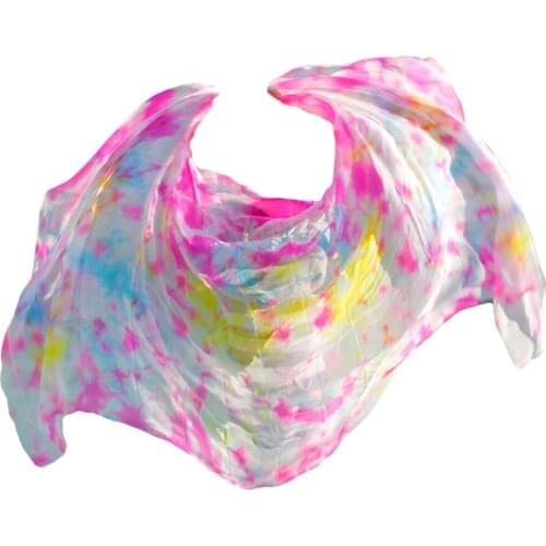 100% silk high quality belly dance veils unisex silk belly dance veil wholesale tie dyeing Multiple colors dance props silk veil