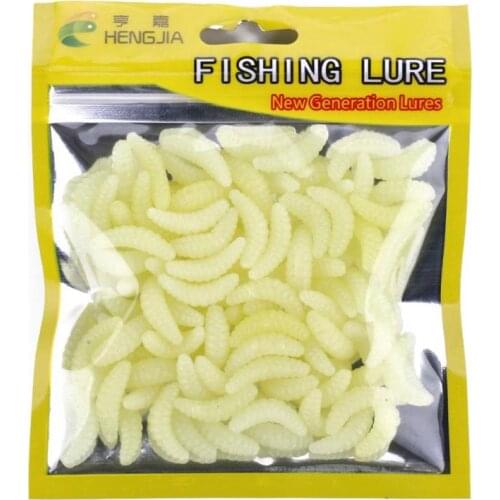 50pcs/set Plastic Soft Bait Maggot Grub Smell Worm Glow Shrimps Fishing Lures Baits Smell Worms Glow Shrimps Fishing Lures