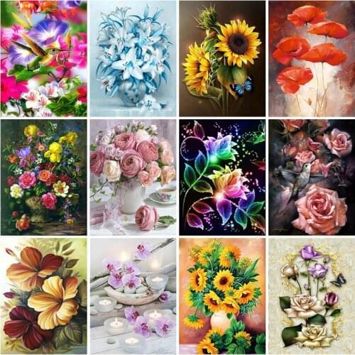 DIY 5D Diamond Painting Potted Flowers Cross Stitch Flower Diamond Embroidery Full Round Square Drill Mosaic Home Decor Art Gift